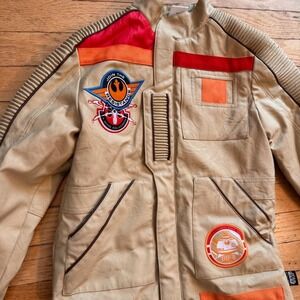 Disney Store‎ Star Wars Resistance X-Wing Pilot Jacket Kids 7/8 Tan Faux Leather